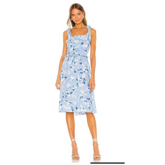 MISA LA “PRIMROSE” 100% BLUE COTTON DRESS ADJ SHOULDER TIES SZ XS MSRP $282 - Picture 10 of 12